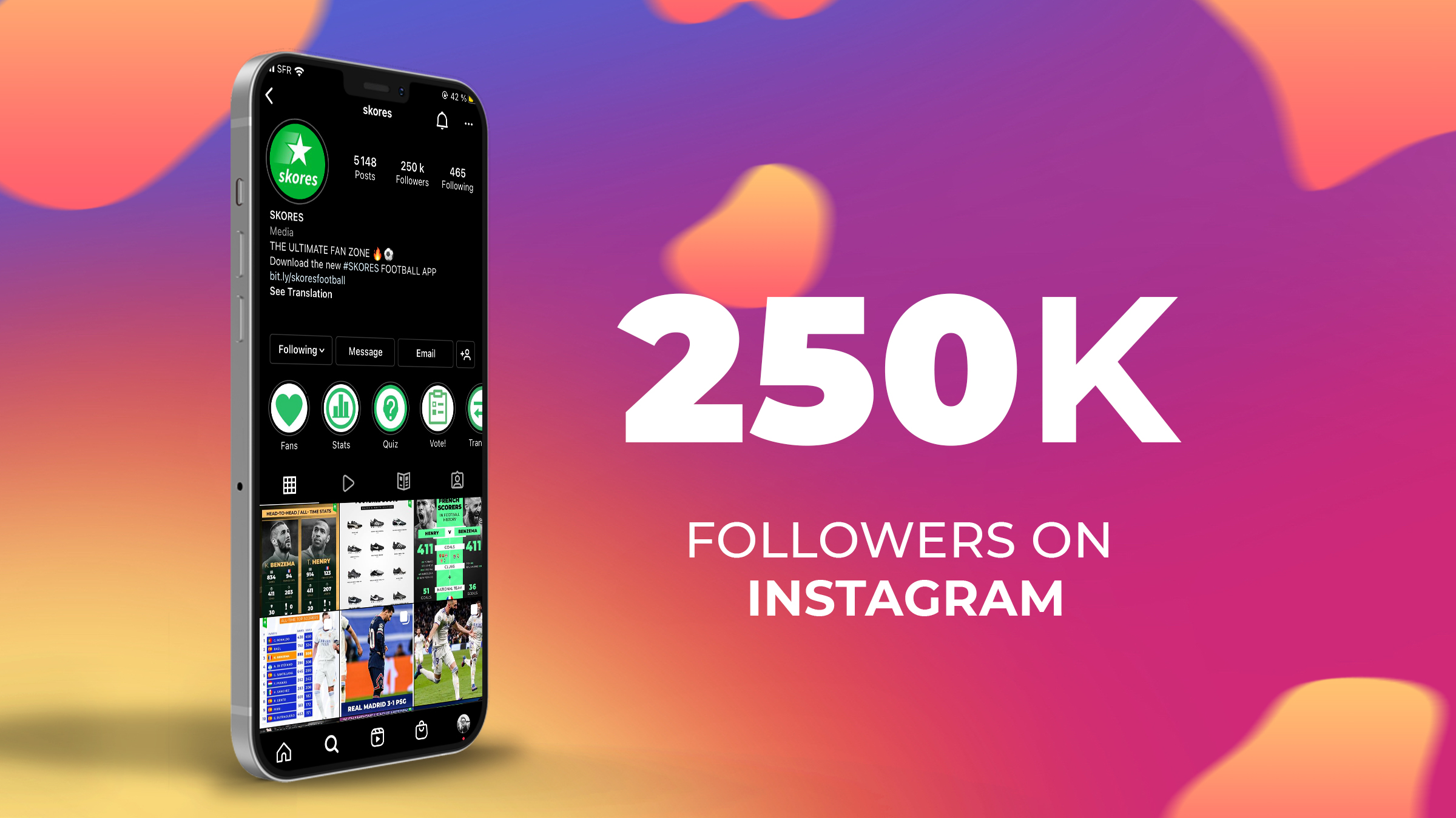 250k followers on Instagram for Skores!